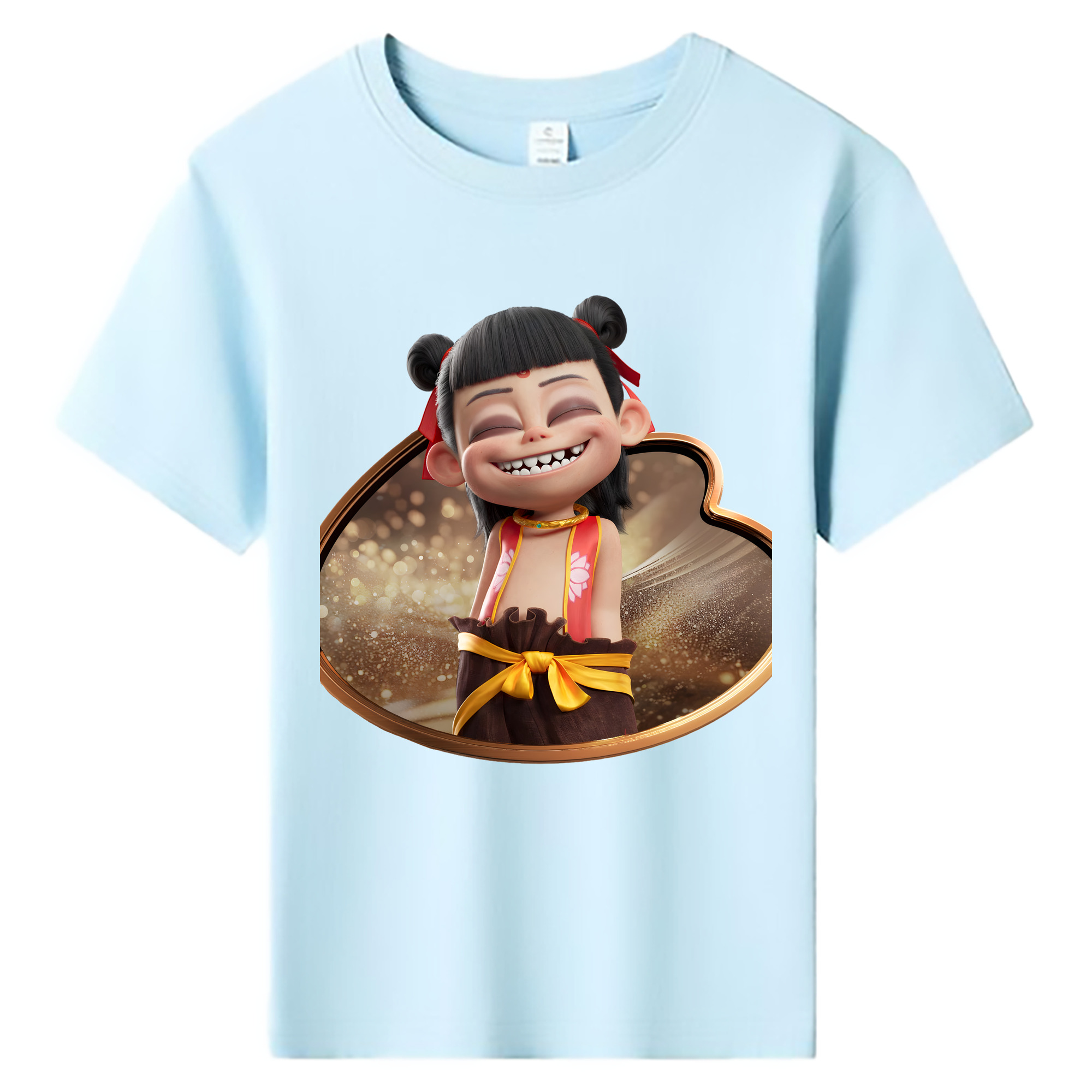 （画像用） Ne Zha 2 ナタ 魔童の大暴れ 綿100％キッズTシャツ（フロントプリント）